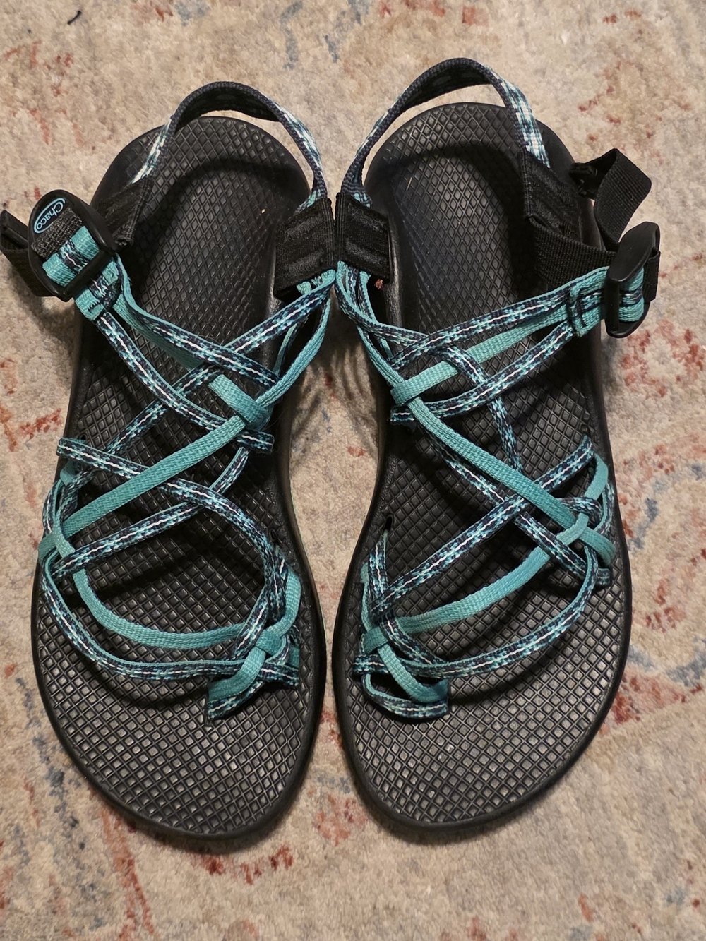 Chaco Women's Teal and Black Strappy Outdoor Sandals